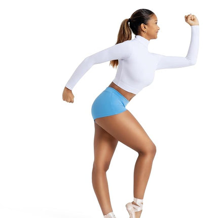 Capezio Womens Turtleneck Long Sleeve Top, White, XL