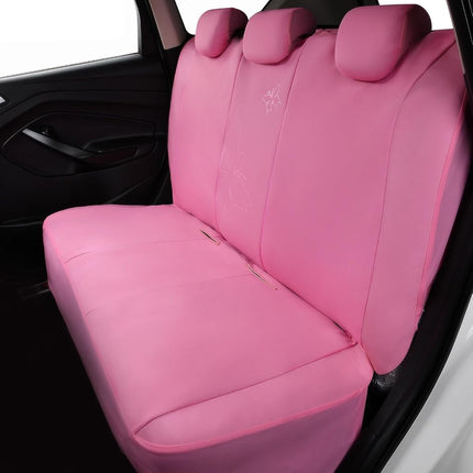 Flying Banner Butterfly car seat Covers ful Set Fashion Universal Lady Woman Female Rear Bench Split Colorized (Full Set - Lace, Solid Pink)
