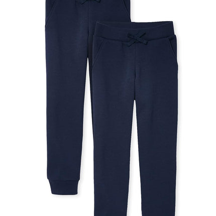 The Children's Place Girls' Uniform Active Fleece Jogger Pants 2-Pack Tidal XL (14)