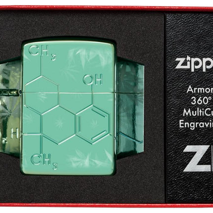 Zippo Cannabis Compound Design Armor High Polish Green Pocket Lighter