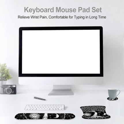 ToLuLu Keyboard Wrist Rest Mouse Pad Support, Gel Ergonomic Mouse Pads for Computer Laptop PC, Comfortable Durable Mousepad Keyboard Wrist Rests for Easy Typing Pain Relief, Moon & Sun
