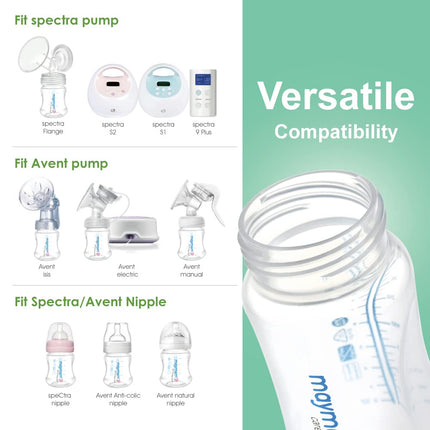 Wide Neck Breastmilk Collection & Storage Bottle 9oz; Remarkable SureSeal Disc. Fits Spectra S2, S1, 9 Plus and Avent Breastpumps. Replace Spectra & Avent Bottles