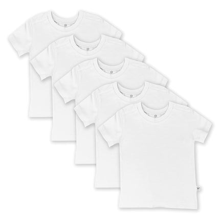 HonestBaby Multipack Short Sleeve T-Shirt Tee 100% Organic Cotton Infant Baby, Toddler, Little Kids Boys, Girls, Unisex, Bright White, 3-6 Months