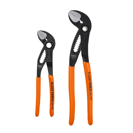 Klein Tools D5052BSKIT Straight Jaw Quick Adjustment Pump Pliers Set, 7-Inch and 25-Inch Adjustable Pliers Set, Heavy Duty Hand Tool with Serrated Teeth