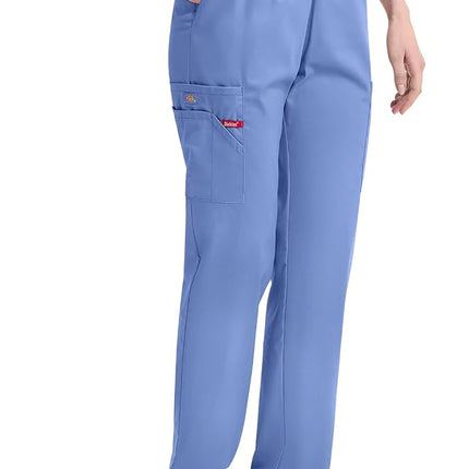 Dickies EDS Signature Women Scrubs Pant Natural Rise Tapered Leg Pull-on 86106, Ceil Blue, S Tall