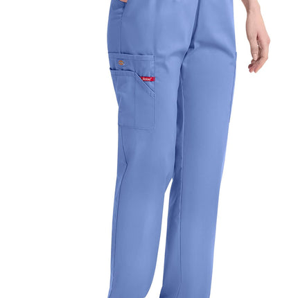 Dickies Women's Signature Elastic Waist Scrubs Pant Medical, Ciel Blue, X-Small Tall