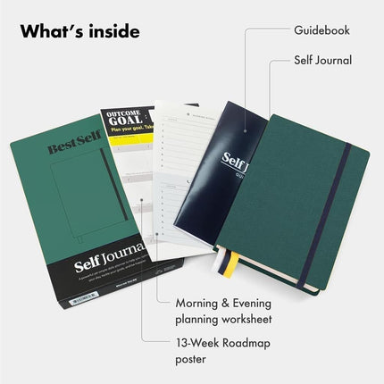 BestSelf Self Journal 13-Week Productivity Journal with Prompts, Undated Planner and Guided Journal for Women and Men (Forest Green, 1 Pack)