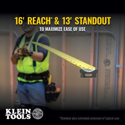 Klein Tools 9135 Tape Measure, Heavy-Duty Measuring Tape with 35-Foot Single-Hook Nylon Reinforced Blade, with Metal Belt Clip