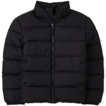 The Children's Place Chaqueta acolchada de peso medio para niños grandes, resistente al viento y al agua, para temporada, Onyx, XXG