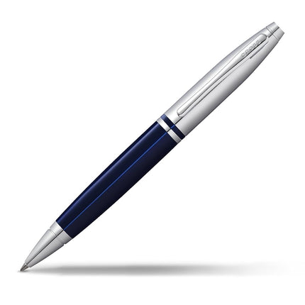 CROSS Calais Ballpoint Pen in Chrome and Blue Lacq