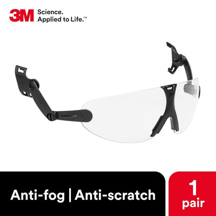 3M Safety Glasses, ANSI Z87, Anti-Fog Clear Lens, Attaches to Hard Hat Suspension