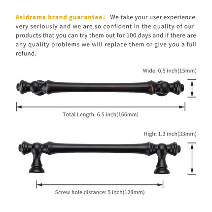 Asidrama 20 Pack 5 Inch(128mm) Oil Rubbed Bronze Kitchen Cabinet Handles, Cabinet Pulls Kitchen Cabinet Hardware for Cupboard Drawer Handles Dresser Pulls