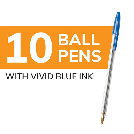 Bolígrafos BIC MSP101BE Cristal Extra Suaves, multicolor, azul, 10 unidades (paquete de 1)