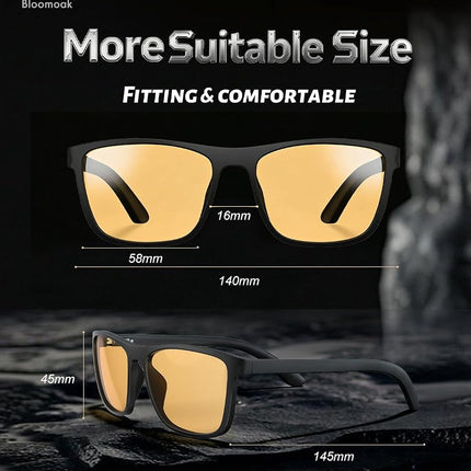 Bloomoak-99% Blue Light Blocking Glasses - Gaming Glasses - Anti Glare - Anti Fatigue -Suitable for Screens, Games, TVs (76% - Best for Gaming (Hard Case Included), Yelow Lens - DayNight)
