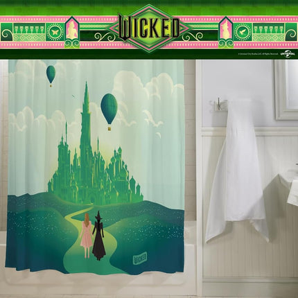 Franco Collectibles Wicked Elphaba & Glinda 13 Piece Microfiber Shower Curtain and Ring Set, 70x72, (Officially Licensed Product)