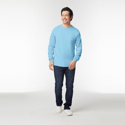Gildan Unisex's Ultra Cotton Long Sleeve T-Shirt, Style G2400, Multipack, Light Blue (3-Pack), XXL (Pack of 3)