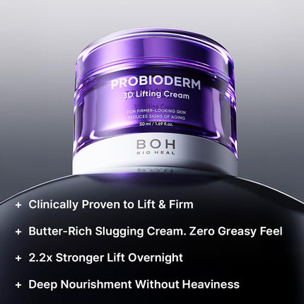 BIOHEAL BOH Probioderm 3D Lifting Cream 1.7 fl oz | Advanced Korean Anti-Aging Probiotics Facial Night Cream Moisturizer with 17-Peptide Complex & Patented Probioderm for Wrinkles on Face and Neck