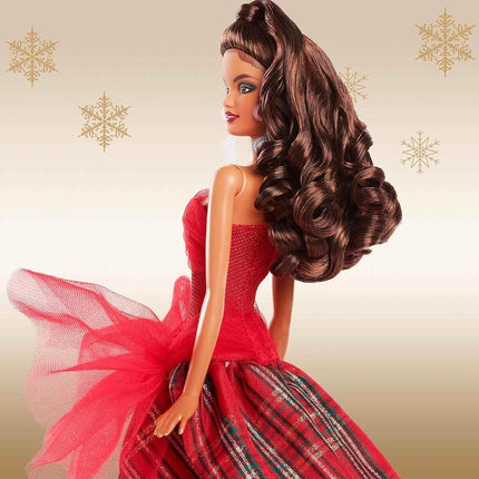 Barbie 2024 Holiday Barbie Dolls, Seasonal Collector Gift, Barbie Signature, Plaid Gown with Red Bow, Displayable Packaging, Light Brown Hair