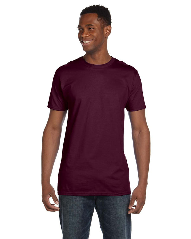 Camiseta Hanes Nano Premium de algodón para hombre (paquete de 2), color granate, talla grande