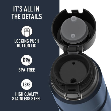 Thermos Stainless King Vacuum-Insulated Drink Bottle, 24 Ounce, Midnight Blue