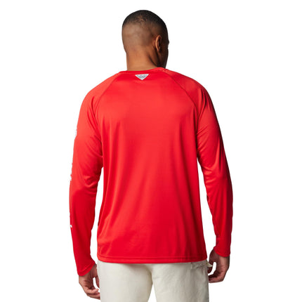 Columbia Men's Terminal Tackle Long Sleeve Shirt, Red Spark/White Logo, 2X