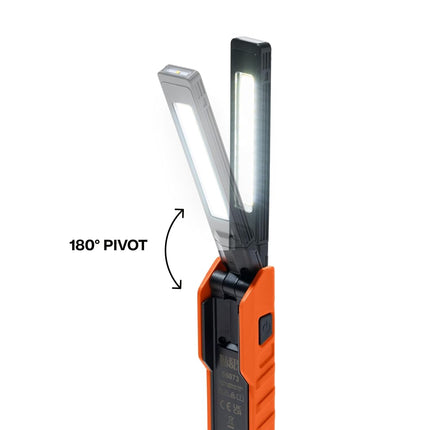 Klein Tools 56073 Foldable Craft Light, 500 Lumens LED with 180 Degree Rotation and 270 Degree Rotation, USB-C Rechargeable Flashlight with Built-in Spotlight, Magnetic Base, IP54 Rating