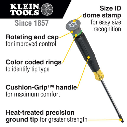 Klein Tools 6333 Mini Precision Screwdriver, T15H TORX Tamperproof Tool with Cushion-Grip Handle and Color Coded Rings, 3-Inch Shank