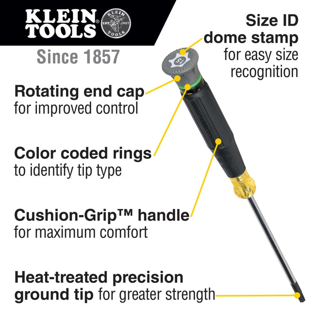 Klein Tools 6333 Mini Precision Screwdriver, T15H TORX Tamperproof Tool with Cushion-Grip Handle and Color Coded Rings, 3-Inch Shank