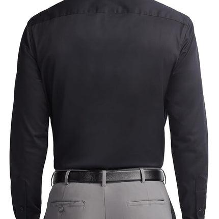 Van Heusen Men's Regular Fit Twill Solid Button Down Collar Dress Shirt, Black, S