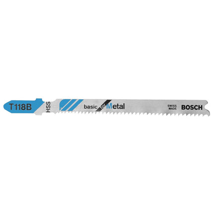 BOSCH T118B 5-Piece 3-5/8 In. 11-14 TPI Basic for Metal T-Shank Jig Saw Blades, Silver, 3-5/8" 11-14 TPI - 5 pcs