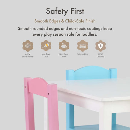Humble Crew Kids Wooden Table and 4 Chairs Set, White/Pastels - Kids Table and Chair Set for Toddlers and Children for Arts, Crafts, and Snack Time - Sturdy, Durable Toddler Activity Table
