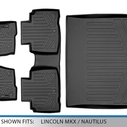 MAXLINER Custom Fit Floor Mats 2 Rows and Cargo Liner Trunk Set Black for 2016-2018 Lincoln MKX / 2019 Nautilus