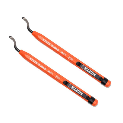 Klein Tools 50074 2 Pack Pipe Reamer Pen, Deburring Tool for PVC and Metal Lead, Free Spinning Blade, Pocket Clamp Storage, Professional Reamer Tool