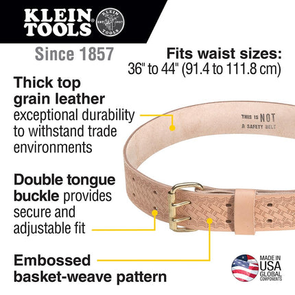 Klein Tools 5415 Tool Belt, Heavy-Duty Leather Work Belt for Contractors, Construction, Carpenters, Electricians, Framers, Ironworkers, Medium