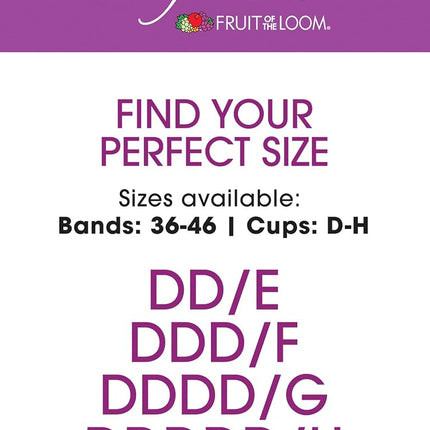 Soutien-gorge T-shirt en coton extensible 360 Fit for Me Plus Size Fruit of the Loom pour femme, couleur noir, 38DD