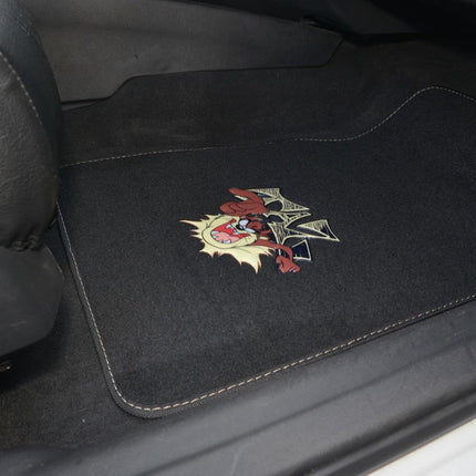 BDK Warner Bros Looney Tunes Tazmanian Devil Universal Fit Car Accessories 4pc Set Carpet Floor Mats - Front 26"x16.5", Rear 14"x16.5", No-Slip Grip Car Mats