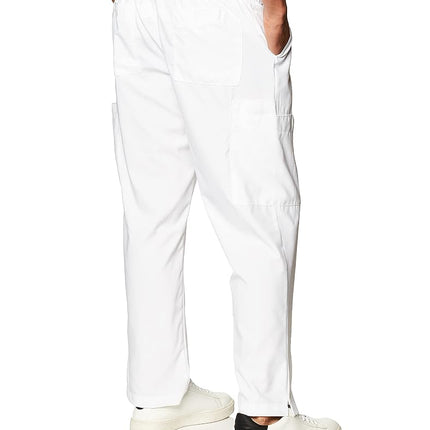 WonderWink 5355SWHITMDS W123 Men's Flat Front Cargo Pocket Pant, White, Short-M Size
