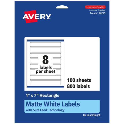 Avery Matte White Rectangle Labels with Sure Feed,