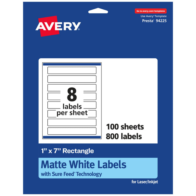 Avery Matte White Rectangle Labels with Sure Feed,