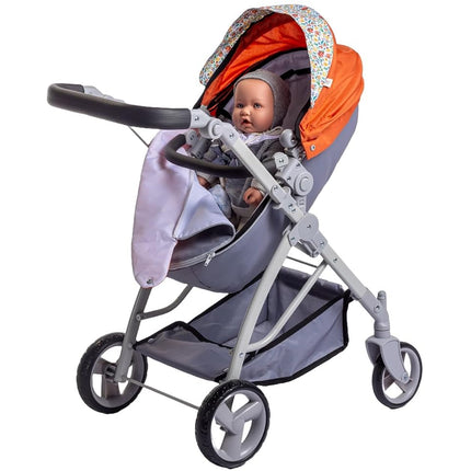 JC Toys - Folding Dolls up to 45 cm, Nature Collection, Basket, Hood, Stroller Bag, Adjustable Handlebar, Removable Carrycot Ideal for Play and Walking, Designed by Berenguer Boutique, +3 years