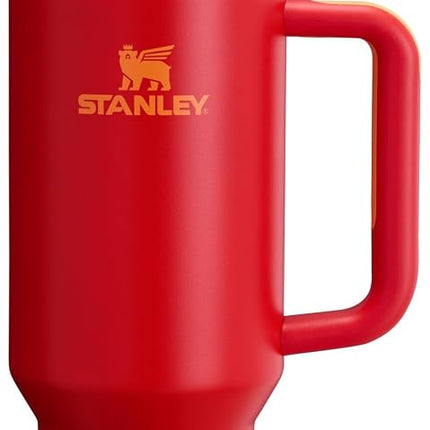 Stanley Quencher H2.0 FlowState Vaso Térmico, Aislamiento al Vacío, Acero Inoxidable, con Tapa y Popote para Agua, Té Helado, Café, Batidos y Más, Rojo Chile, 1.2 Litros