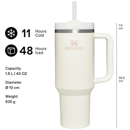 STANLEY Quencher H2.0 FlowState Stainless Steel Vacuum Insulated Tumbler with Lid and Straw for Water, Iced Tea or Coffee, Smoothie and More, Stone, 40oz