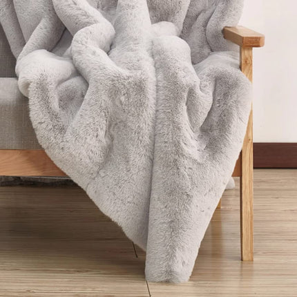 ORINOVA Faux Rabbit Fur Rug Washable Runner Rugs for Bedroom Grey Fluffy for Living Room Non Slip Faux Fur Rug for Hallway 60x180cm