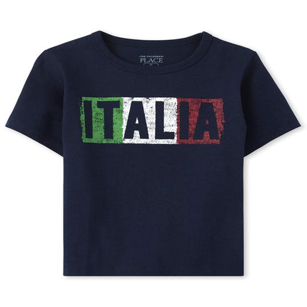 T-shirt graphique à manches courtes The Children's Place pour tout-petits garçons, modèle Italie unique, 12-18 mois