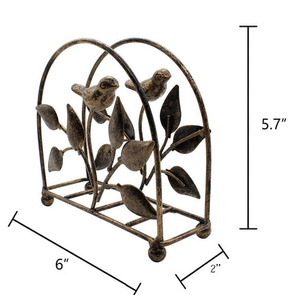 Set of 2 Cast Iron Bird & Tree Classic Napkin Holder/Tabletop Freestanding Tissue Dispenser, Bronze