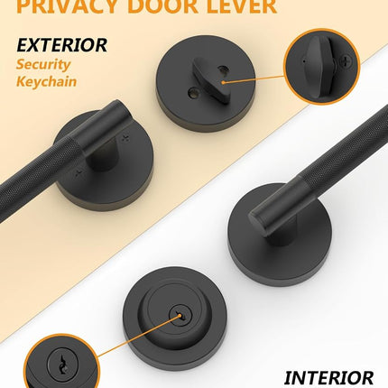 Asidrama Premium Black Zinc-Alloy Front Door Lock Set: Double Cylinder Deadbolt, Heavy Duty Security Handleset for Left/Right Exterior Doors, Universal Entry Locks (2 Pack)