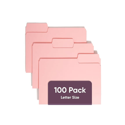 Smead 100 x Pink Standard Lever Arch Files 1/3 Cut Tabs Letter Size (12643)