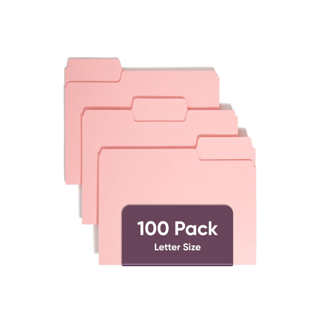 Smead 100 x Pink Standard Lever Arch Files 1/3 Cut