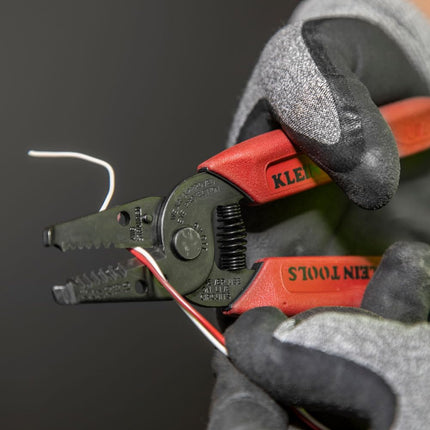Klein Tools 11046 Wire Stripper, Wire Cutter for 16-26 AWG Stranded Wire, Compact Nose with Precision-Ground Stripping Holes, Made in USA