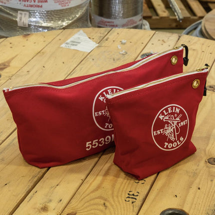 Klein Tools 5539RED Canvas Zipper Bag for Consumables, Red